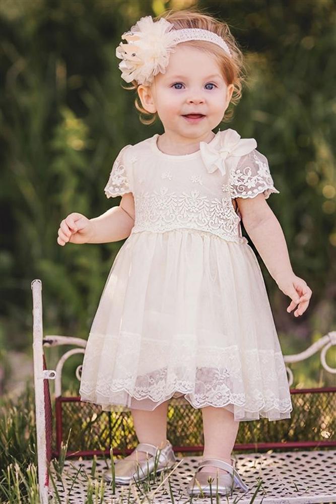 vintage flower girl dresses with cap sleeves lace country summer maeLi rose