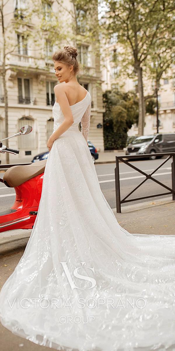  wedding dresses 2019 a line assymetric neckline with sleeve victoria soprano