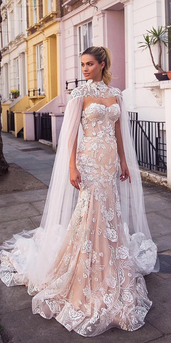  wedding dresses 2019 mermaid sweetheart strapless lace with cape blush milla nova