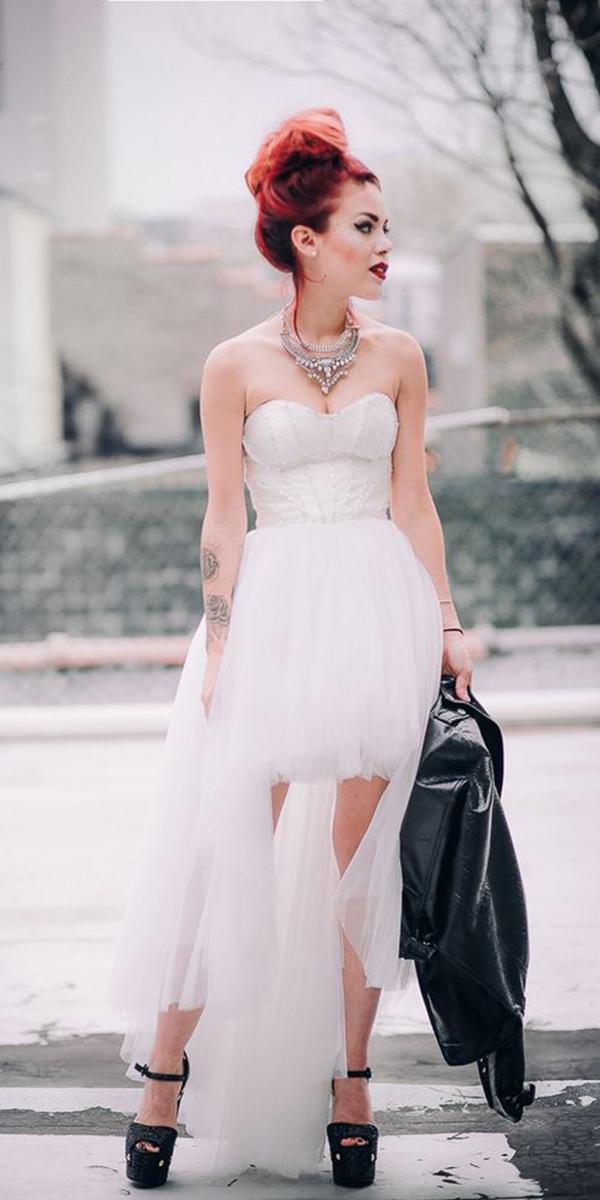 alternative wedding dress high low sweetheart strapless rock style nasty gall