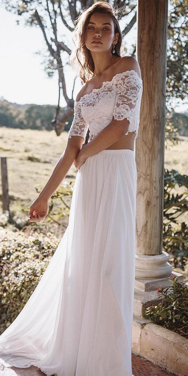 alternative wedding dress lace top with sleeves casual grace love lace