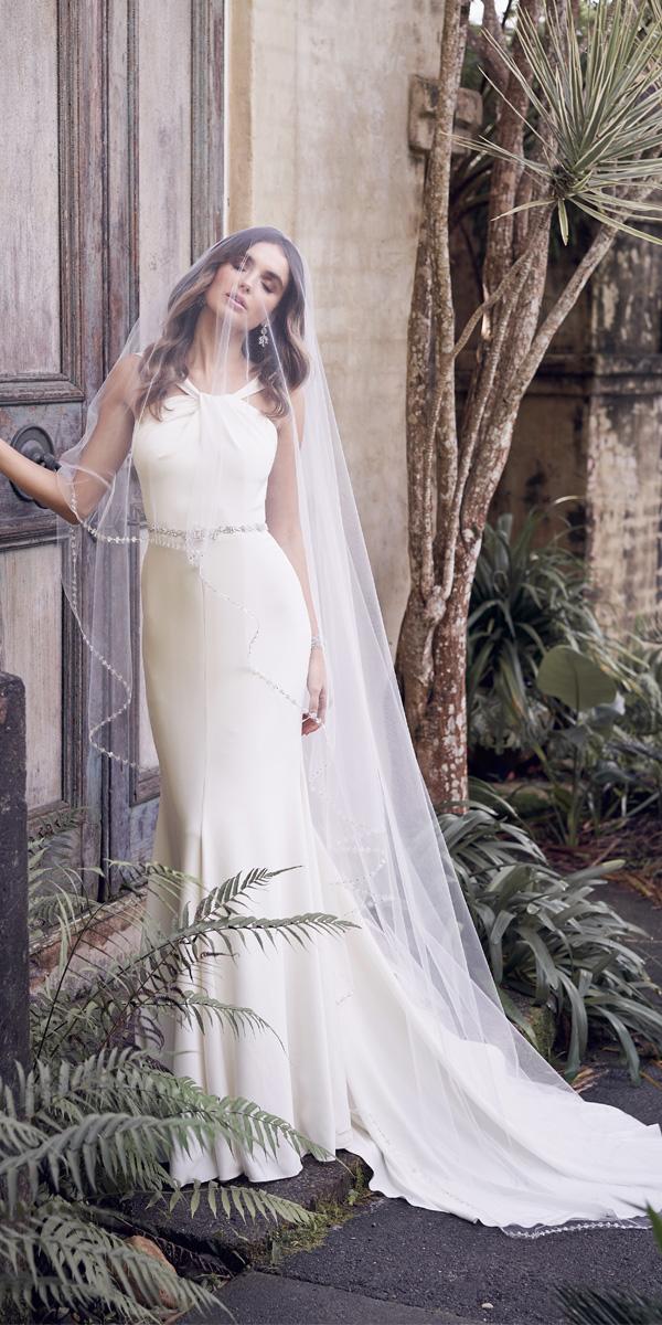 anna campbell wedding dresses 2019 sheath simple halter neckline beaded belt