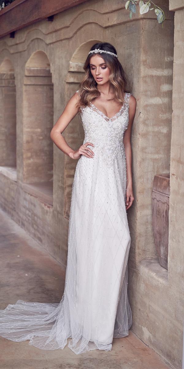 anna campbell wedding dresses 2019 vintage a line jeweled v neckline