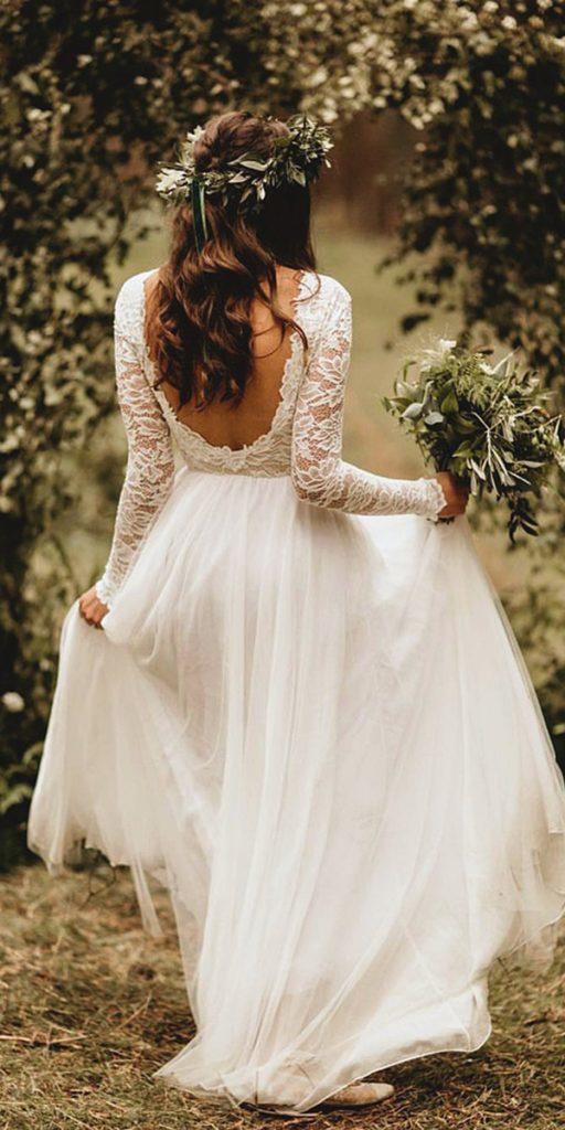 boho wedding dresses with sleeves a line open back lace top wearyourlovexo