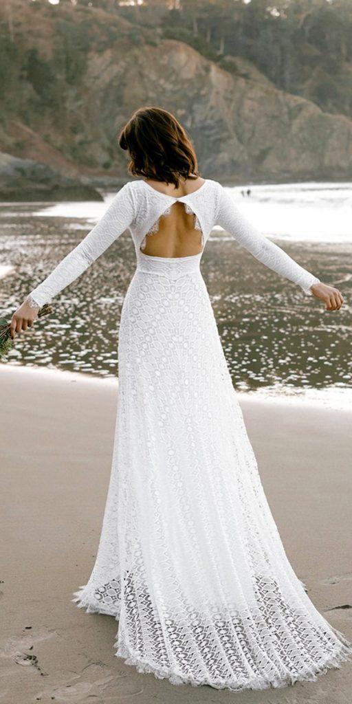 boho wedding dresses with sleeves a line open back wearyourlovexo