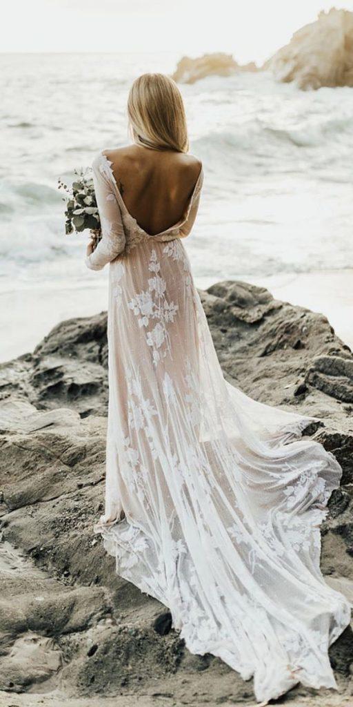 boho wedding dresses with sleeves a line v back blush romantic weary our lovexo