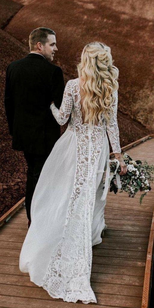  boho wedding dresses with sleeves sheath unique lace country moniqueserra photography
