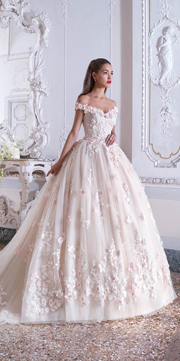 demetrios 2019 'wedding dresses ball gown off 'the shoulder floral appliques pink