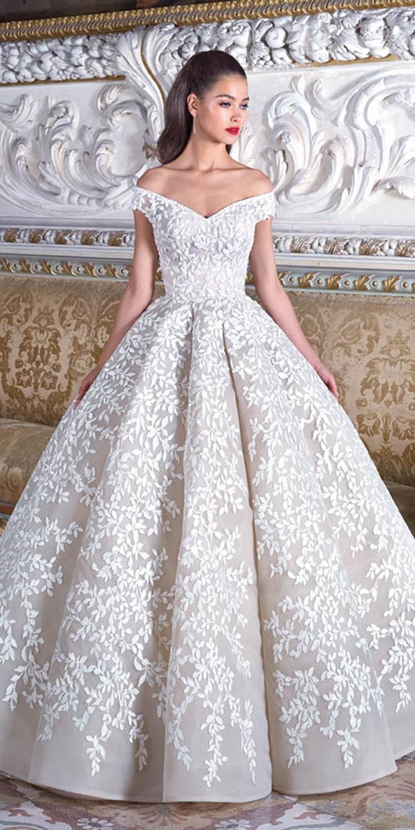 demetrios 2019 wedding dresses ball gown off the shoulder floral appliques