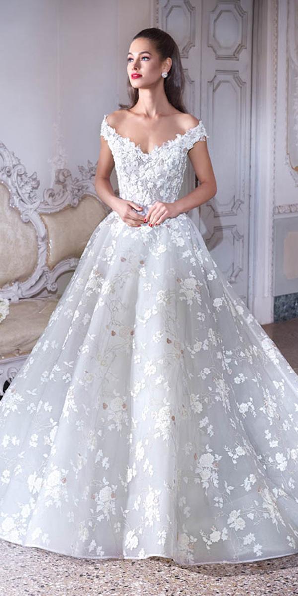 demetrios 2019 wedding dresses ball gown off the shoulder floral