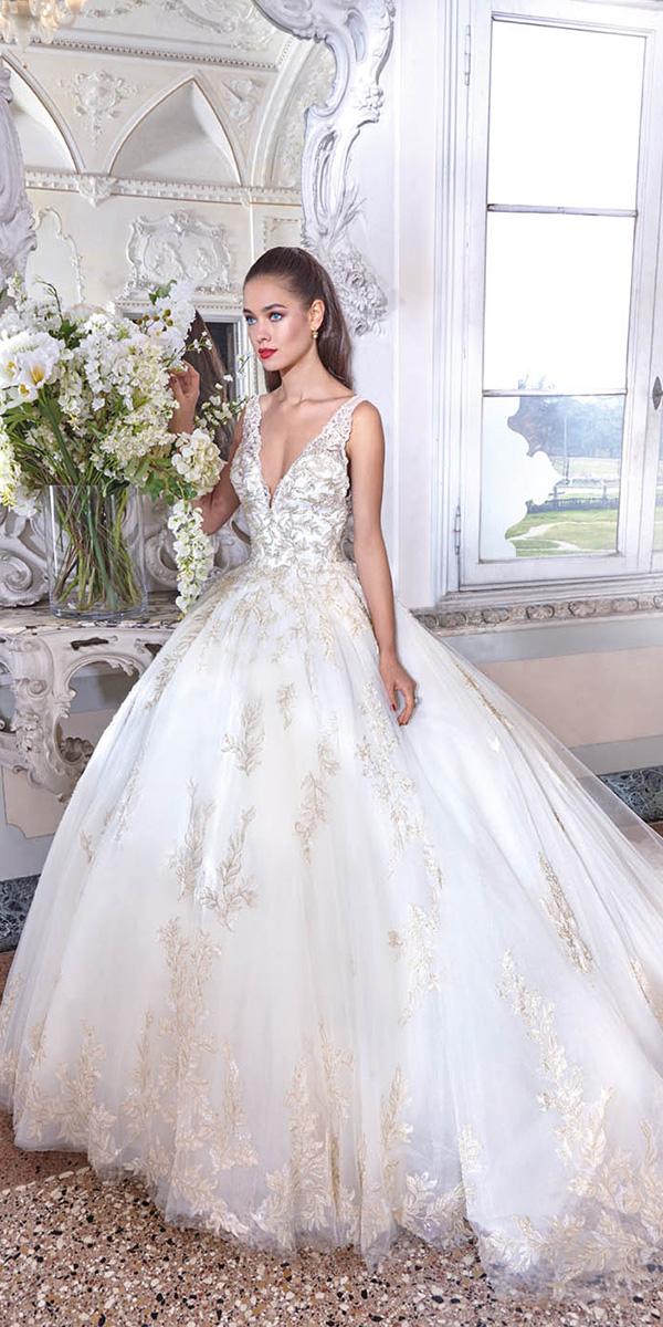 demetrios 2019 wedding dresses ball gown v neckline floral lace