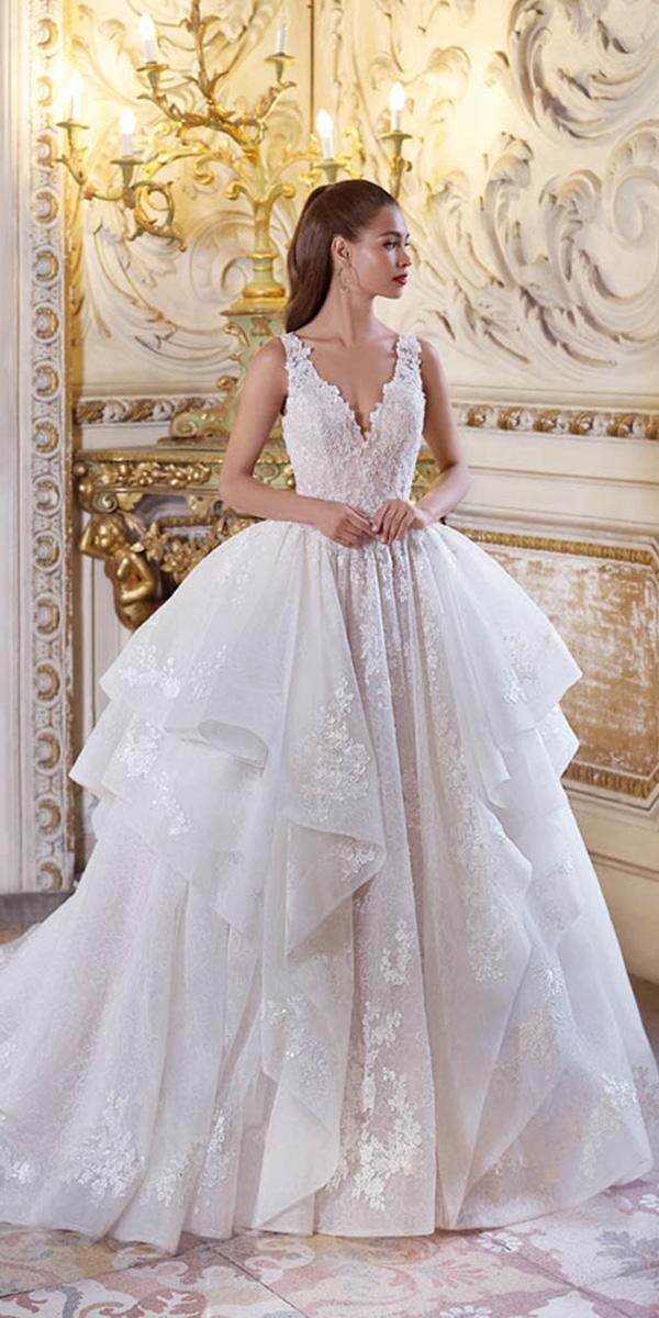 demetrios 2019 wedding dresses ball gown v neckline ruffled skirt