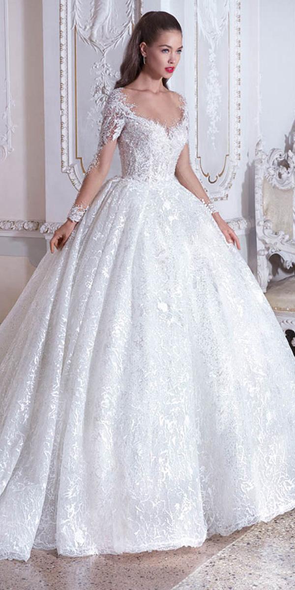 demetrios 2019 wedding dresses ball gown with illusion sleeves lace