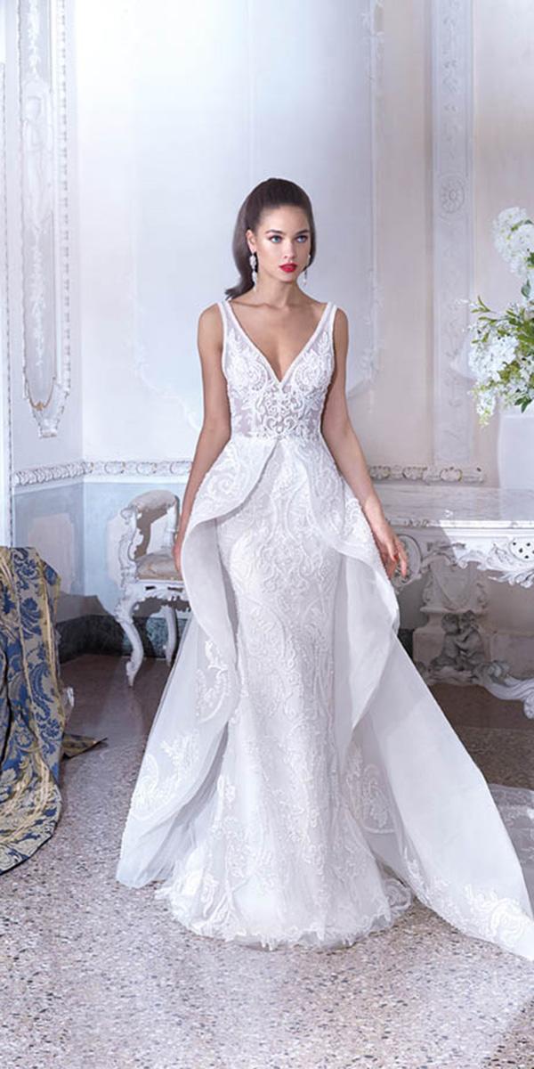 demetrios 2019 wedding dresses sheath v neckline with overskirt