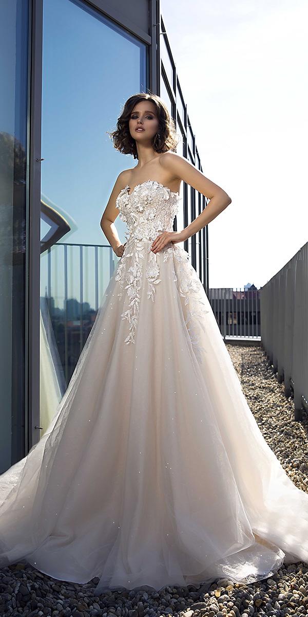 domenico rossi wedding dresses a line blush strapless neckline 3d floral
