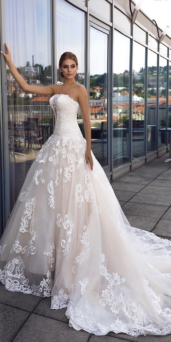 domenico rossi wedding dresses corset lace strapless with train 2019