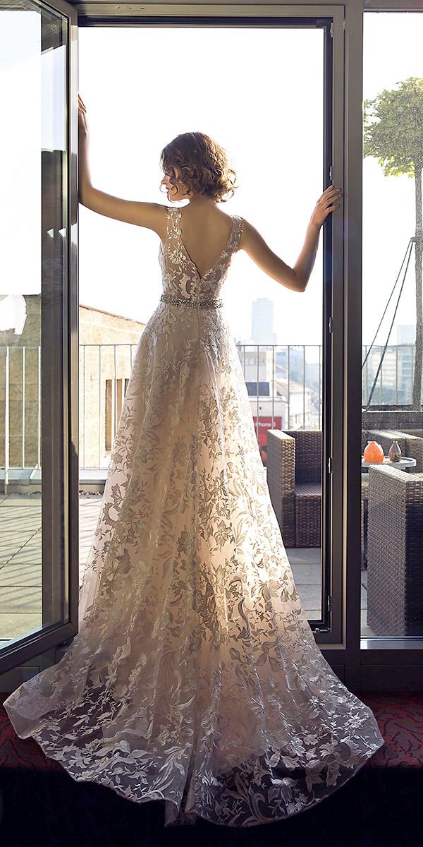 domenico rossi wedding dresses romantic v back floral lace blush 2019