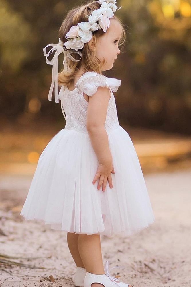 lace flower girl dresses with cap sleeves tulle skirt arabella and rose