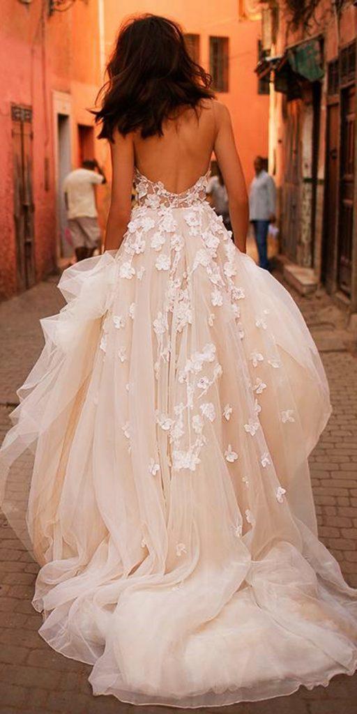 princess wedding dresses low back 3d floral blush liz martinez