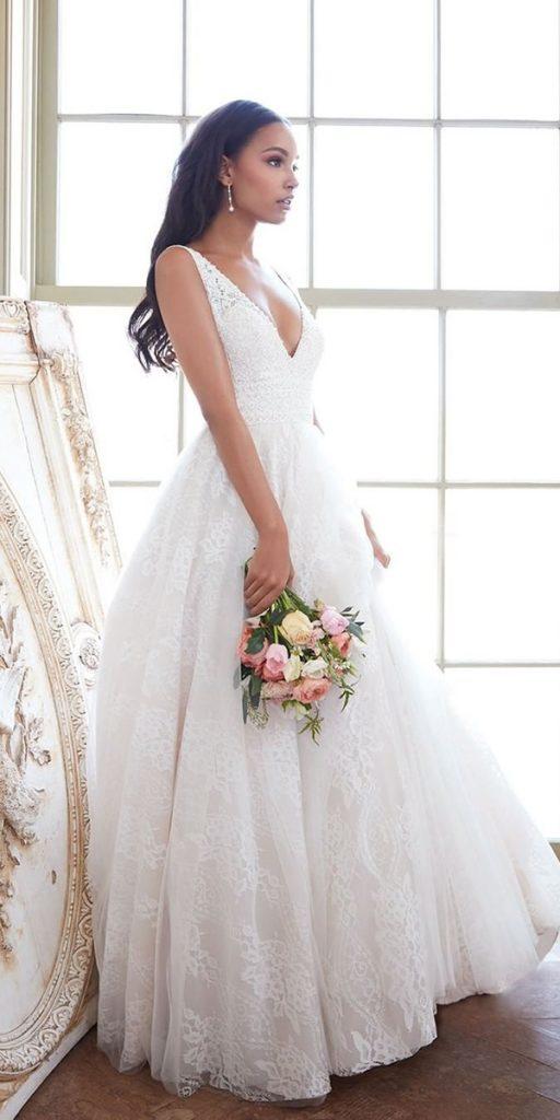  princess wedding dresses v neckline lace sleeveless allure bridals