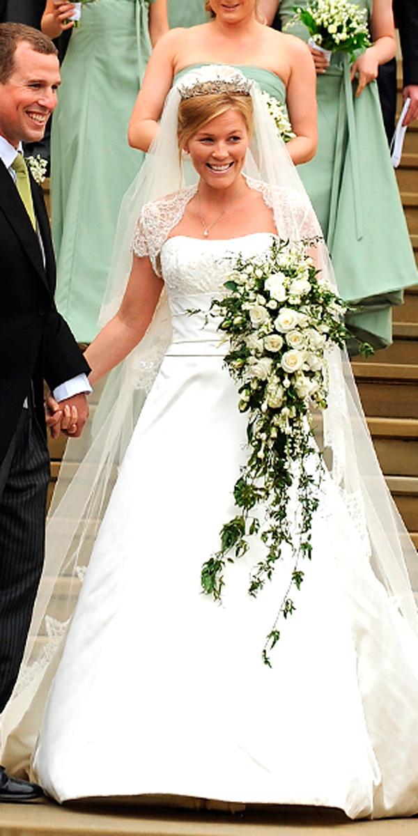 royal wedding ball gown strapless neckline with lace bolero sassi holford