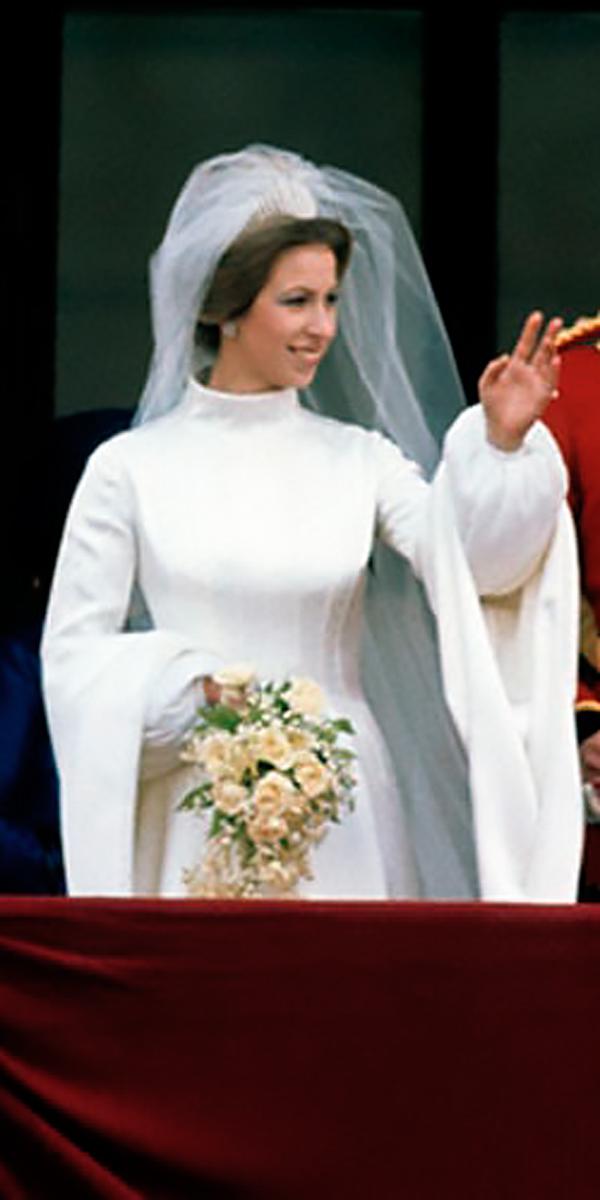 royal wedding dress a line simple high neckline long sleeve with veil maureen baker