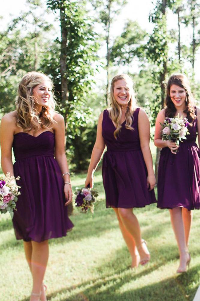 short bridesmaids dresses burgundy dark simple sarah libby photography