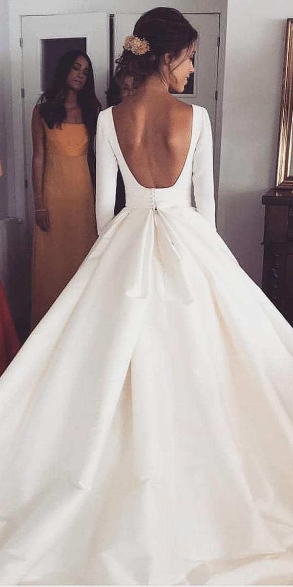 simple wedding dresses a line with long sleeves bare back rubenhernandez costura