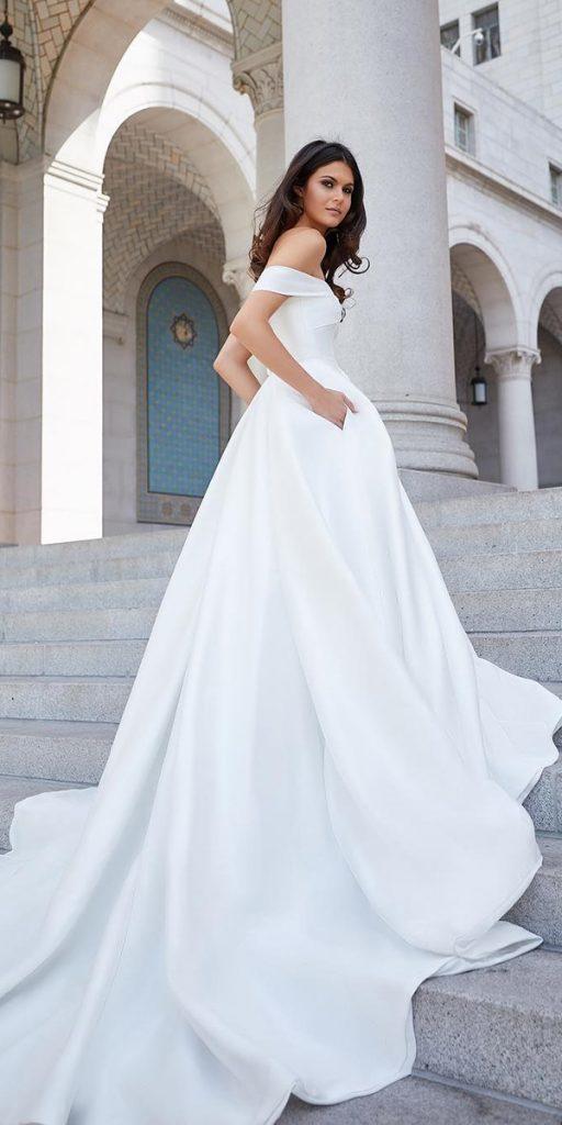 simple wedding dresses ball gown off the shoulder simple with train cocomelodyofficial