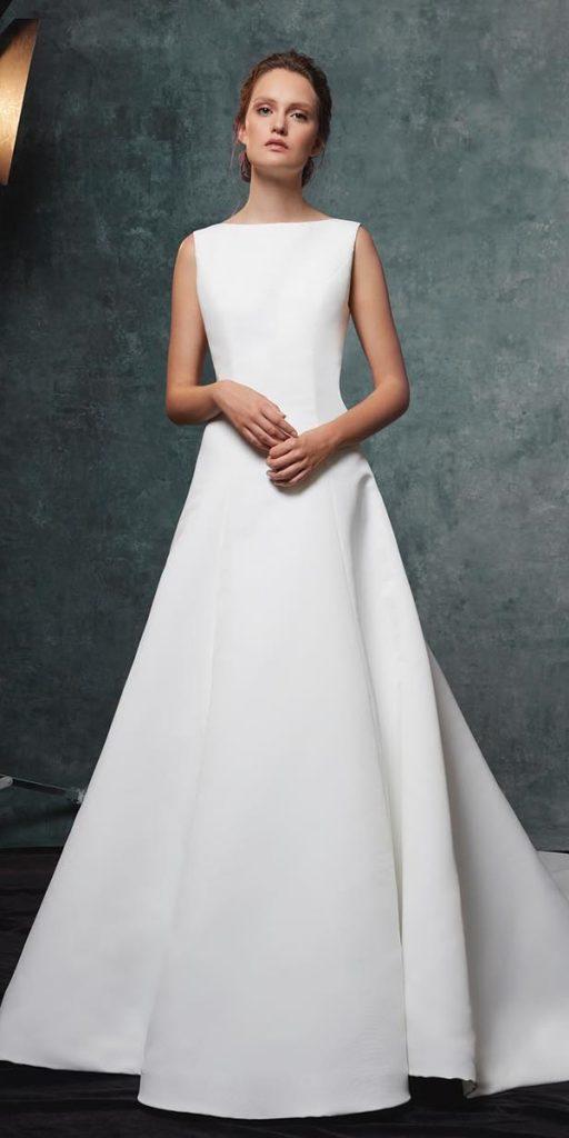  simple wedding dresses modest a line sleeveless sareh nouri
