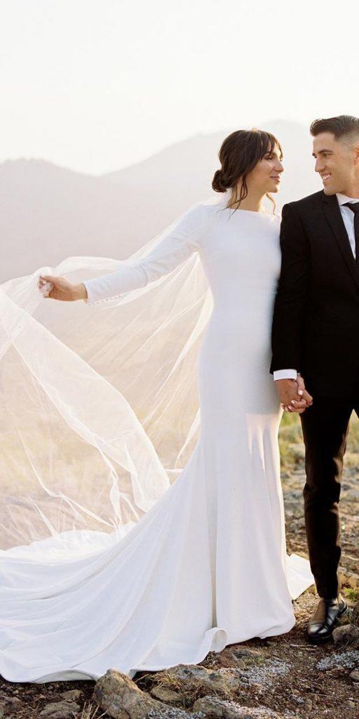  simple wedding dresses sheath with long sleeves clons meghan markle megan robinson photo