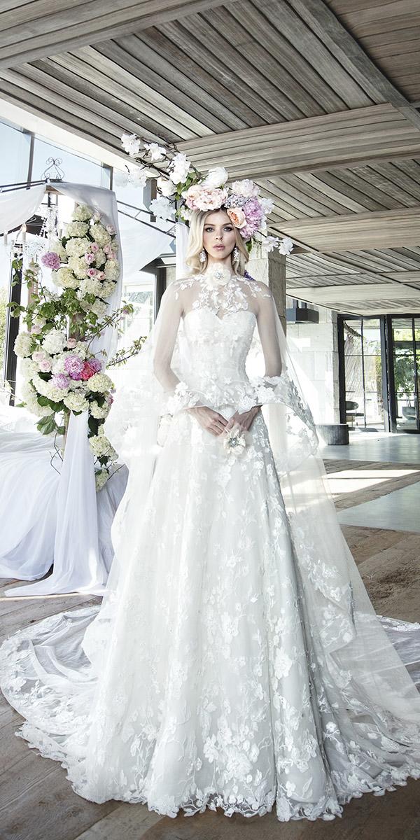 yumi katsura 2019 wedding dresses a line sweetheart strapless with cape full lace