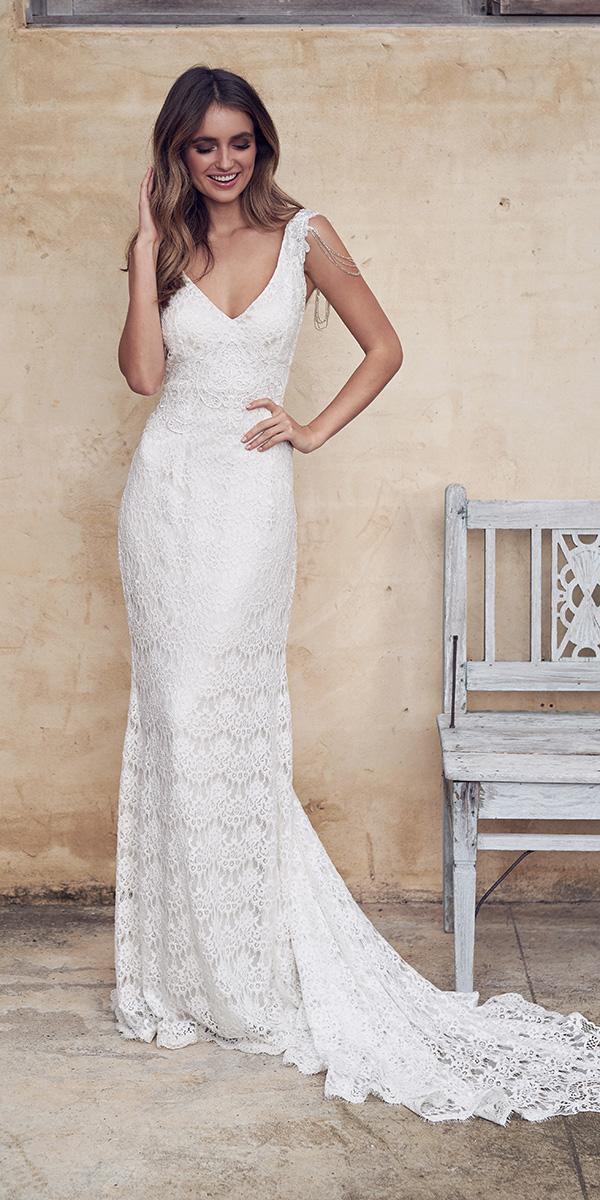 anna campbell wedding dresses 2019 sheath full lace vintage