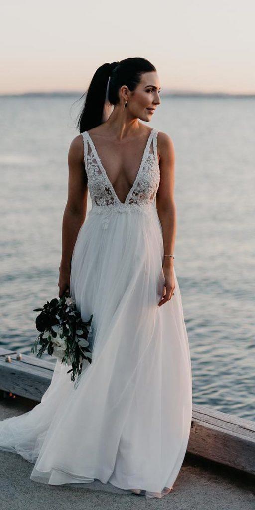  destination wedding dresses a line v neckline beqded top for beach judy copley couture