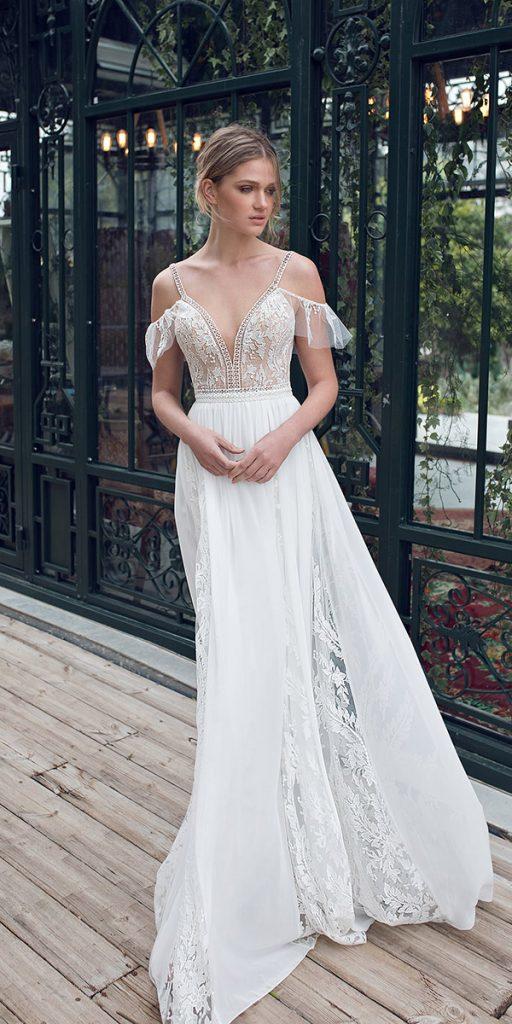 limor rosen wedding dresses with spaghetti straps plunging neckline lace rustic