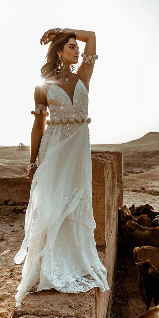 rue de seine wedding dresses rustic deep v neckline for outdoor