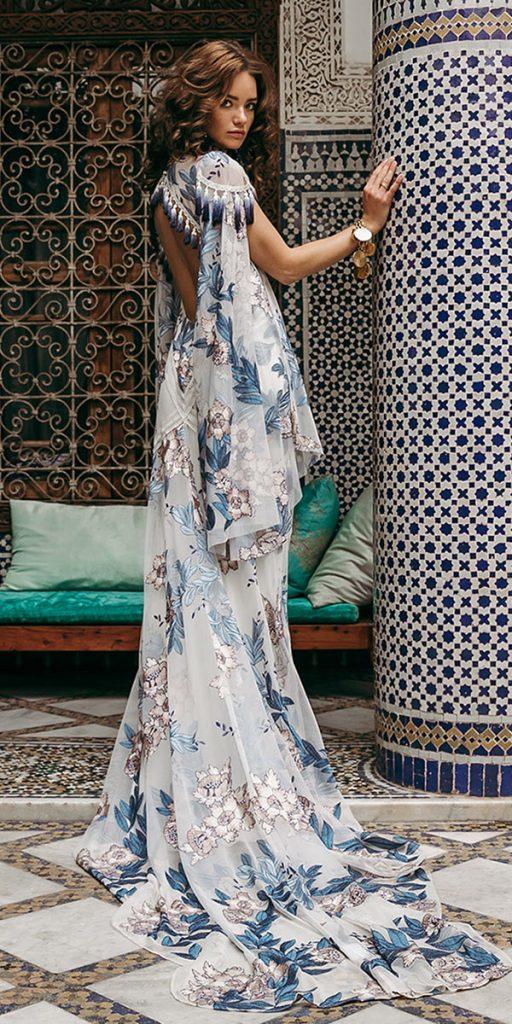 rue de seine wedding dresses sheath open back blue floral print