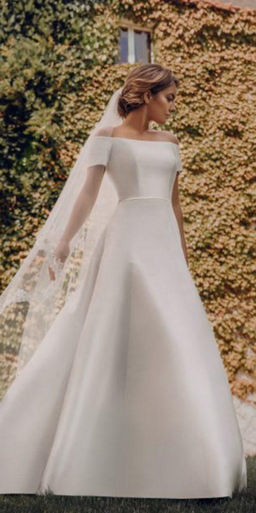 stephanie allin wedding dresses a line off the shoulder satin 2019