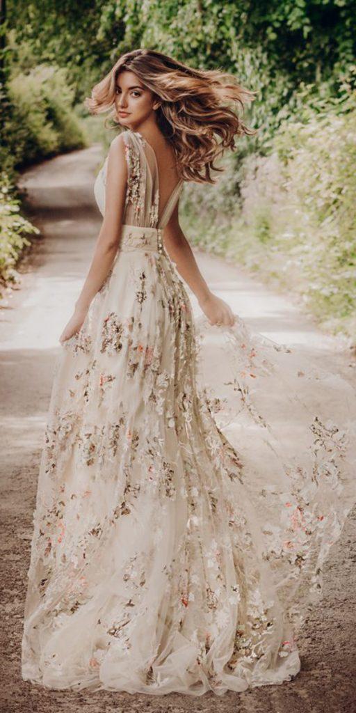 stephanie allin wedding dresses a line v back floral print country 2019