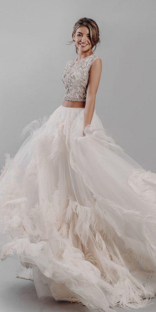stephanie allin wedding dresses beadedb top skirt with fringe 2019