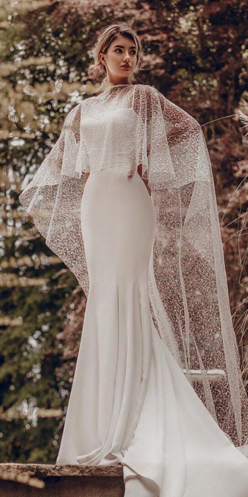 stephanie allin wedding dresses simple sheath with cape 2019