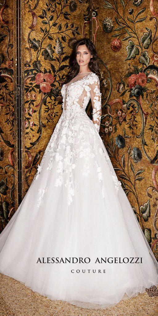 alessandro angelozzi wedding dresses a line with illusion long sleeves floral 2019