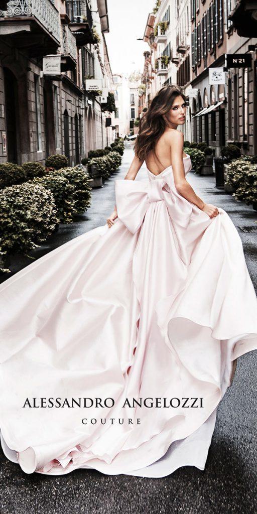 alessandro angelozzi wedding dresses ball gown simple low back pink with bow