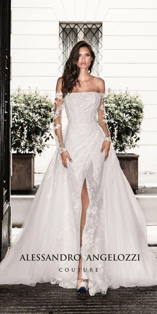 alessandro angelozzi wedding dresses off the shoulder sleeves overskirt 2019