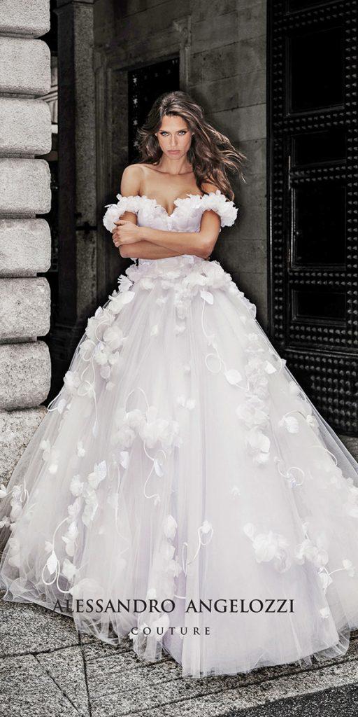 alessandro angelozzi wedding dresses princess off the shoulder with 3d floral