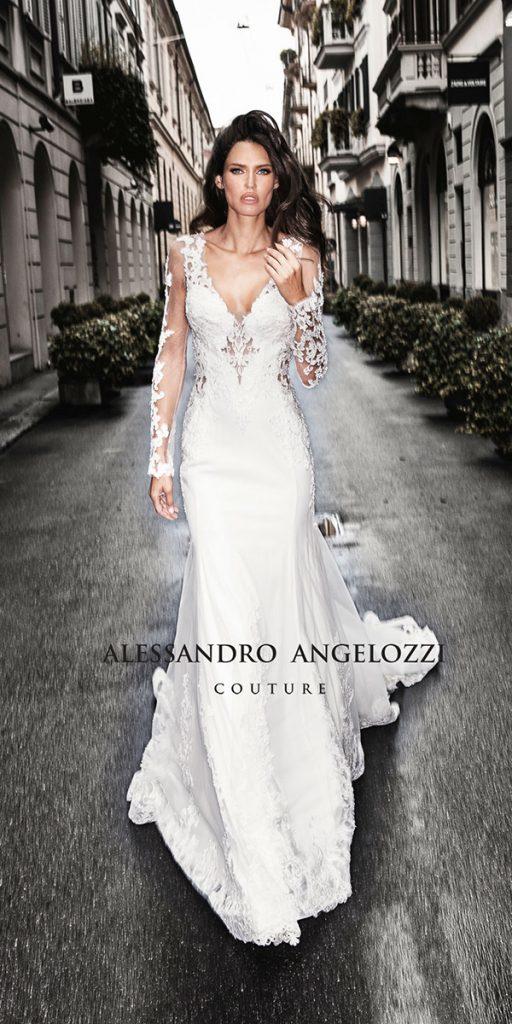 alessandro angelozzi wedding dresses sheath v neckline with illusion sleeves 2019
