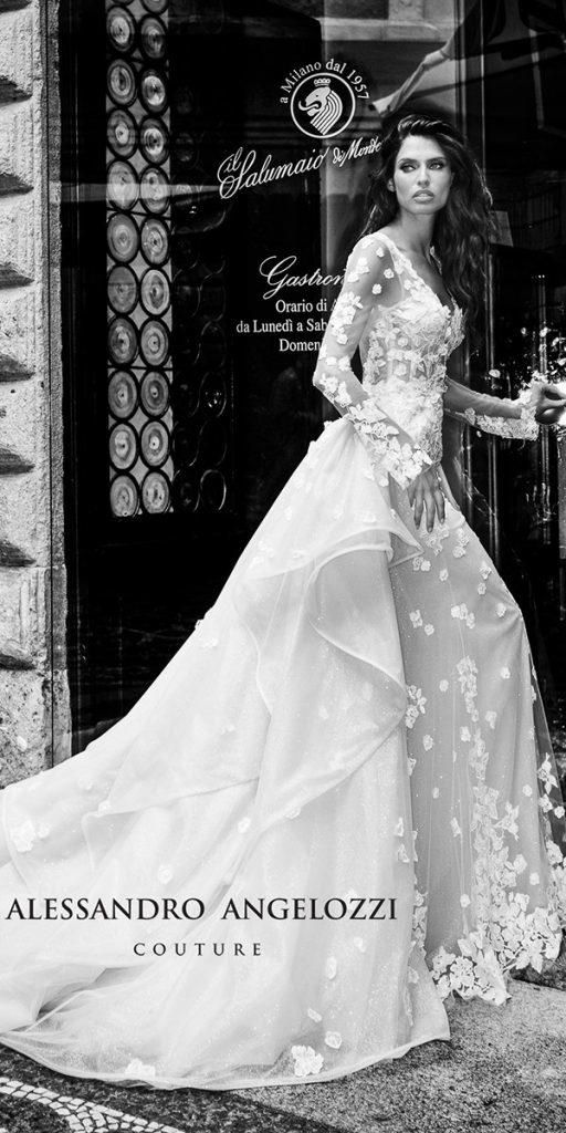 alessandro angelozzi wedding dresses sheath with long sleeves floral appliques 2019