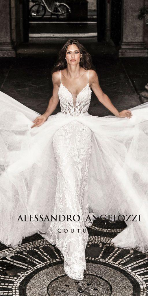 alessandro angelozzi wedding dresses sheath with spaghtti straps overskirt 2019