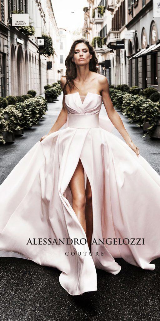 alessandro angelozzi wedding dresses simple ball gown strapless neckline pink