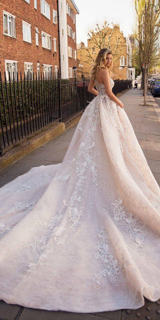 ball gown blush lace with long train milla nova wedding dresses 2019